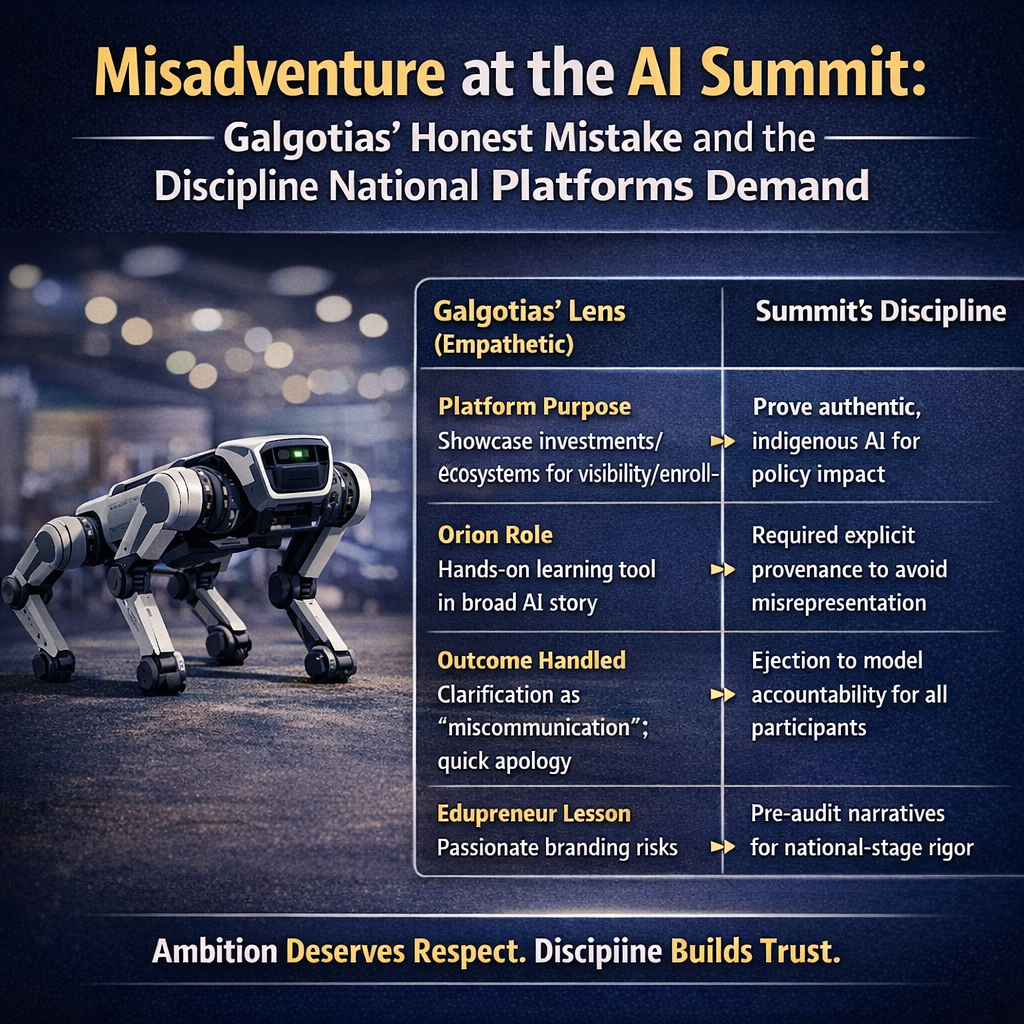 Misadventure at the AI Summit: Galgotias' Honest Mistake and the Discipline National Platforms Demand
